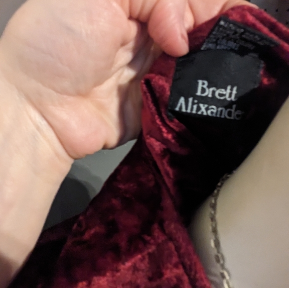 Alixander crushed red velvet vintage dress Y2K goth medium Victorian berry - Picture 9 of 9